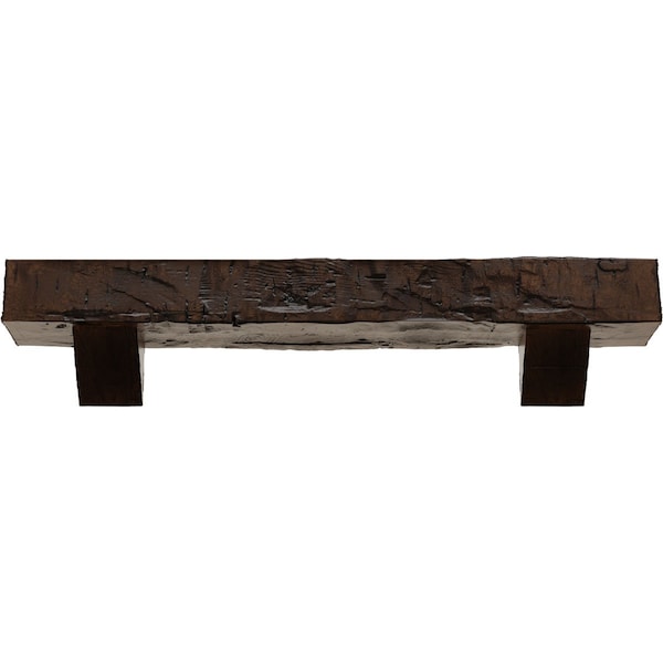 Kit W/ Breckinridge Corbels, Premium Aged, 8H  X 10D X 48W Hand Hewn Faux Wood Fireplace ManteL